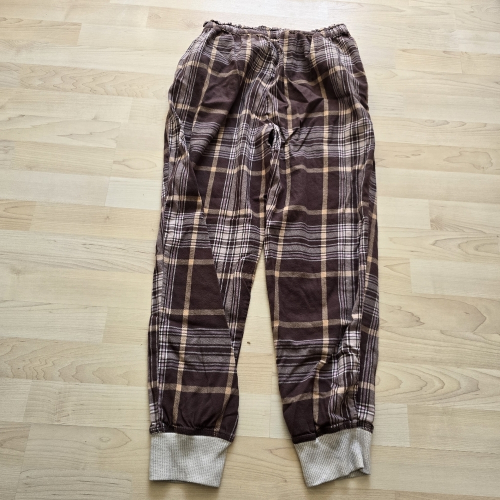 Aerie Brown Plaid Pajama Joggers Size Medium - Picture 3 of 12